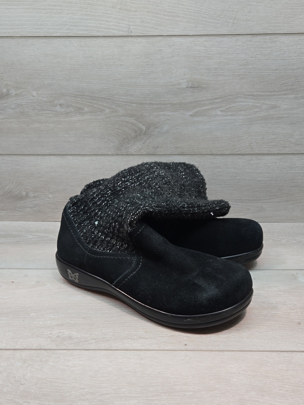 Alegria Women JUN-901 Sweater Knit Ankle Top Suede Boots Shoes Sz 41/10